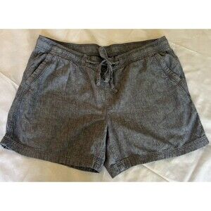 Eddie Bauer Briar Linen Blend Shorts Womens 2XL Beach Eyelet Blue Drawstring